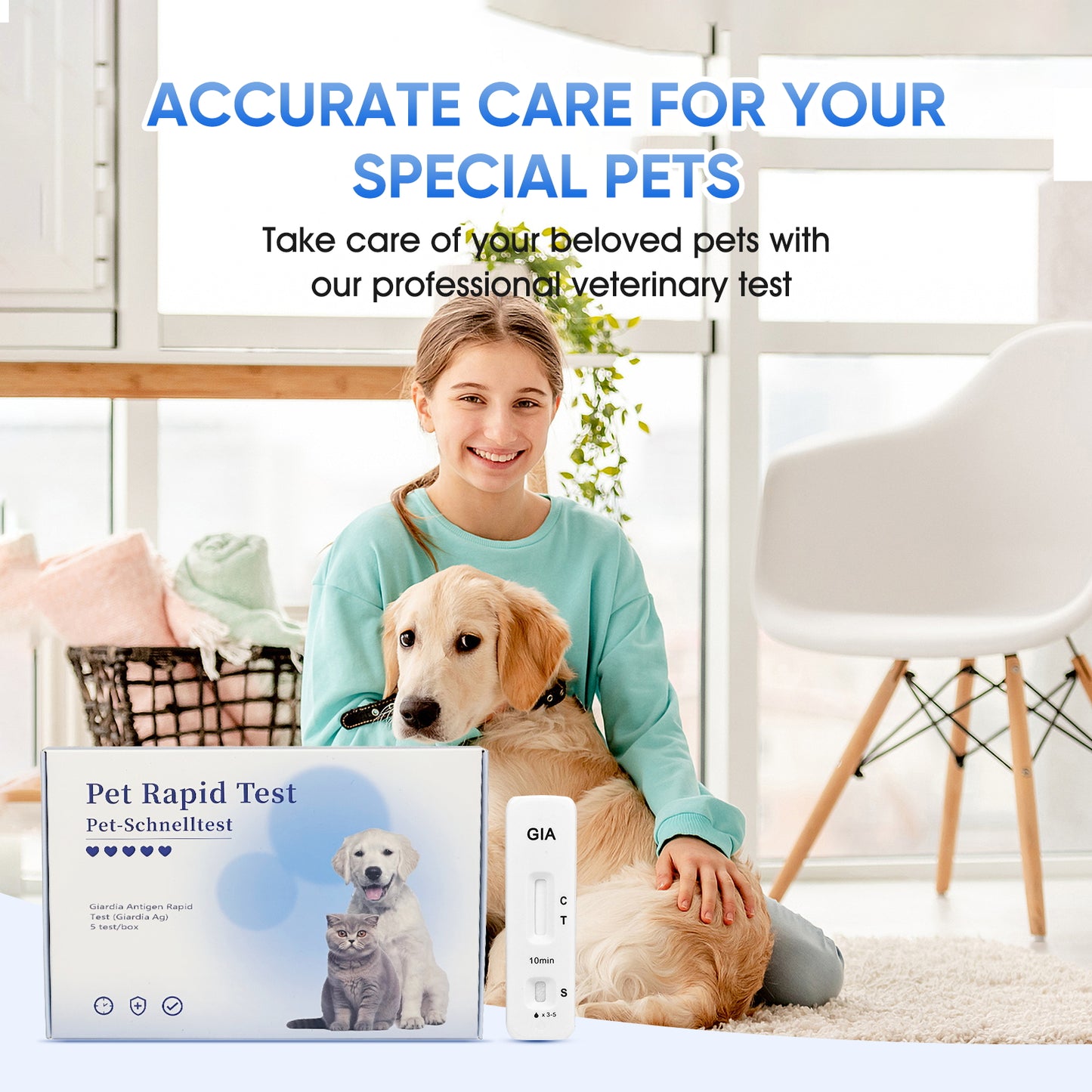 PawsXfun Giardia Test Kit: 5-Piece Home Detection For Dogs & Cats - Fast 5 Min Results From Feces/Vomit, Accurate For All Breeds & Ages