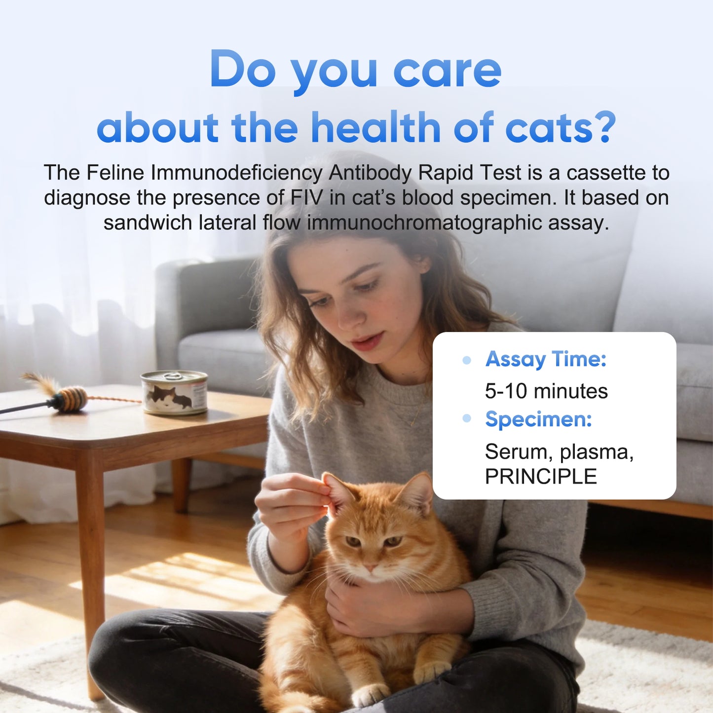 Rapid FIV Ab Test Kit for Cats – 5-10 Min Home Detection of Feline Immunodeficiency Virus Antibody, Easy Blood Sample (Serum/Plasma), Reliable Lateral Flow Assay, for All Breeds & Ages, In-Vitro Veterinary Use