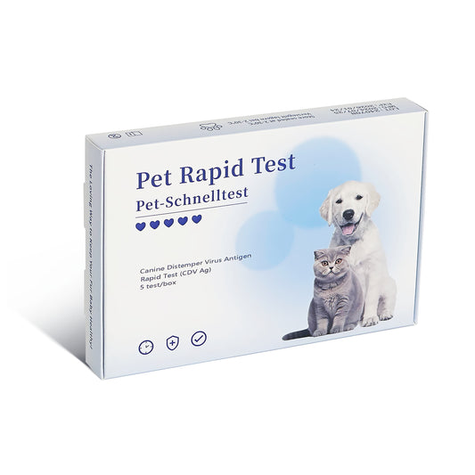 PawsXfun Canine Distemper Test Kit: 5-Piece Home Detection From Eyes/Nasal - Fast 5-10 Min Results For All Breeds & Ages