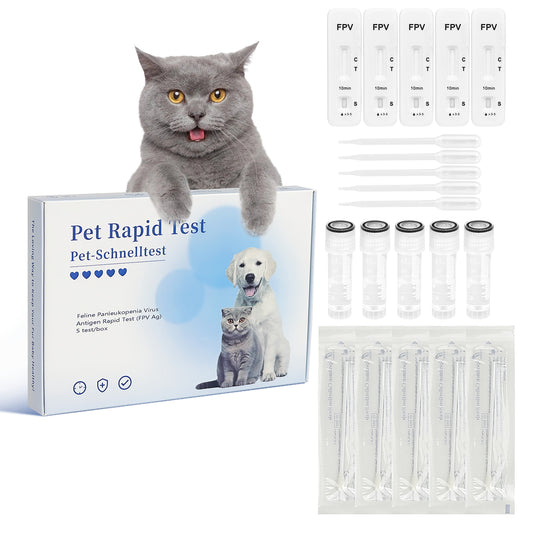 PawsXfun Feline Panleukopenia Virus Test Kit: Quick 5 Min Cat FPV Home Detection In Feces. Non-Invasive, Accurate For All Breeds & Ages