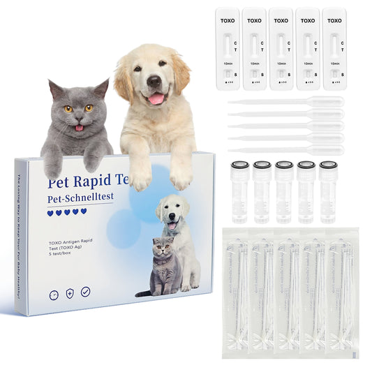 PawsXfun Toxoplasmosis Test Kit For Dogs & Cats: 5-Piece TOXO Home Detection In Feces With 5 Minute - Accurate & Non-Invasive For All Breeds & Ages