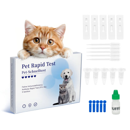 Rapid FIV Ab Test Kit for Cats – 5-10 Min Home Detection of Feline Immunodeficiency Virus Antibody, Easy Blood Sample (Serum/Plasma), Reliable Lateral Flow Assay, for All Breeds & Ages, In-Vitro Veterinary Use