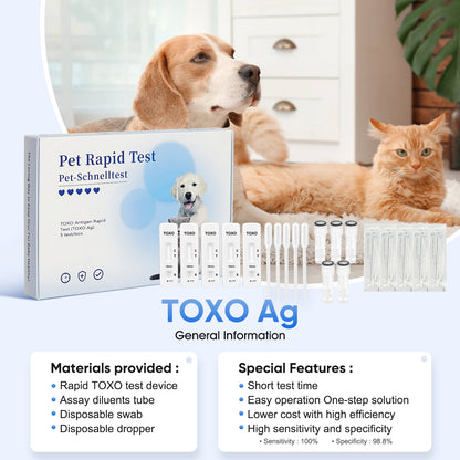 PawsXfun Toxoplasmosis Test Kit For Dogs & Cats: 5-Piece TOXO Home Detection In Feces With 5 Minute - Accurate & Non-Invasive For All Breeds & Ages