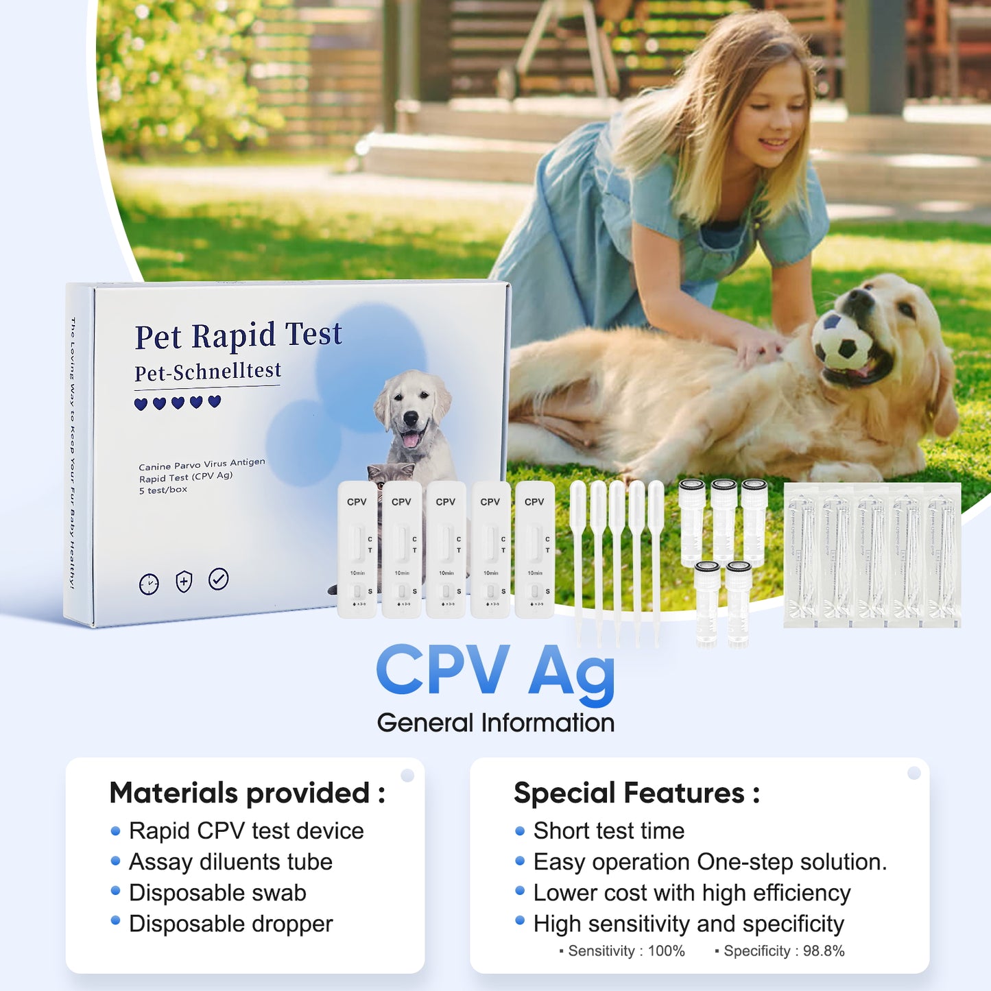 PawsXfun Canine Pravo Virus Test Kit: 5-Piece Dog CPV Home Detection In Feces/Vomit 5 Minute - Accurate & Non-Invasive For All Breeds & Ages