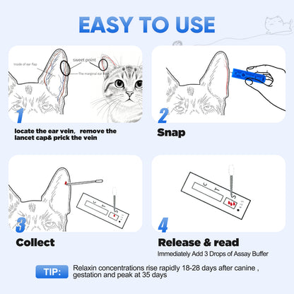 Dog & Cat Blood Pregnancy Test Kit for Home Use - 5-Minute Results with 99% Accuracy | Professional-Grade Early Detection via Relaxin Levels | Painless Design for Breeders & Pet Owners