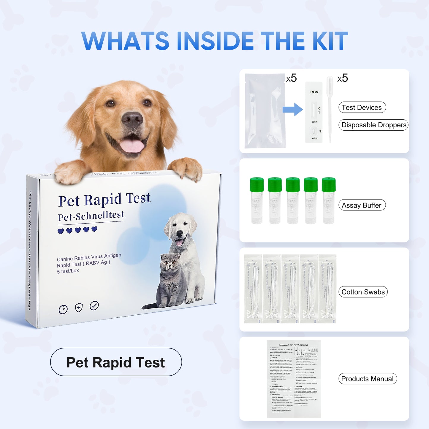 PawsXfun Pet Rabies Test Kit: 5-Minute Home Saliva Detection - Accurate Screening For All Animal Breeds & Ages