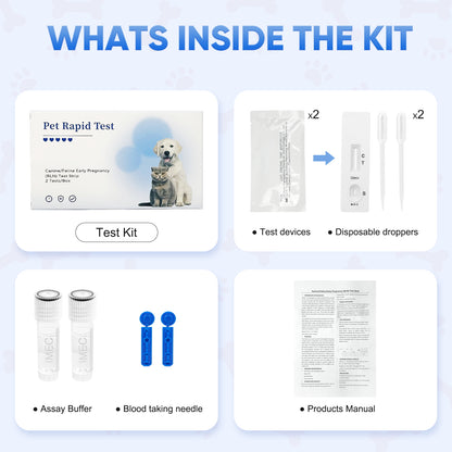 Dog & Cat Blood Pregnancy Test Kit for Home Use - 5-Minute Results with 99% Accuracy | Professional-Grade Early Detection via Relaxin Levels | Painless Design for Breeders & Pet Owners
