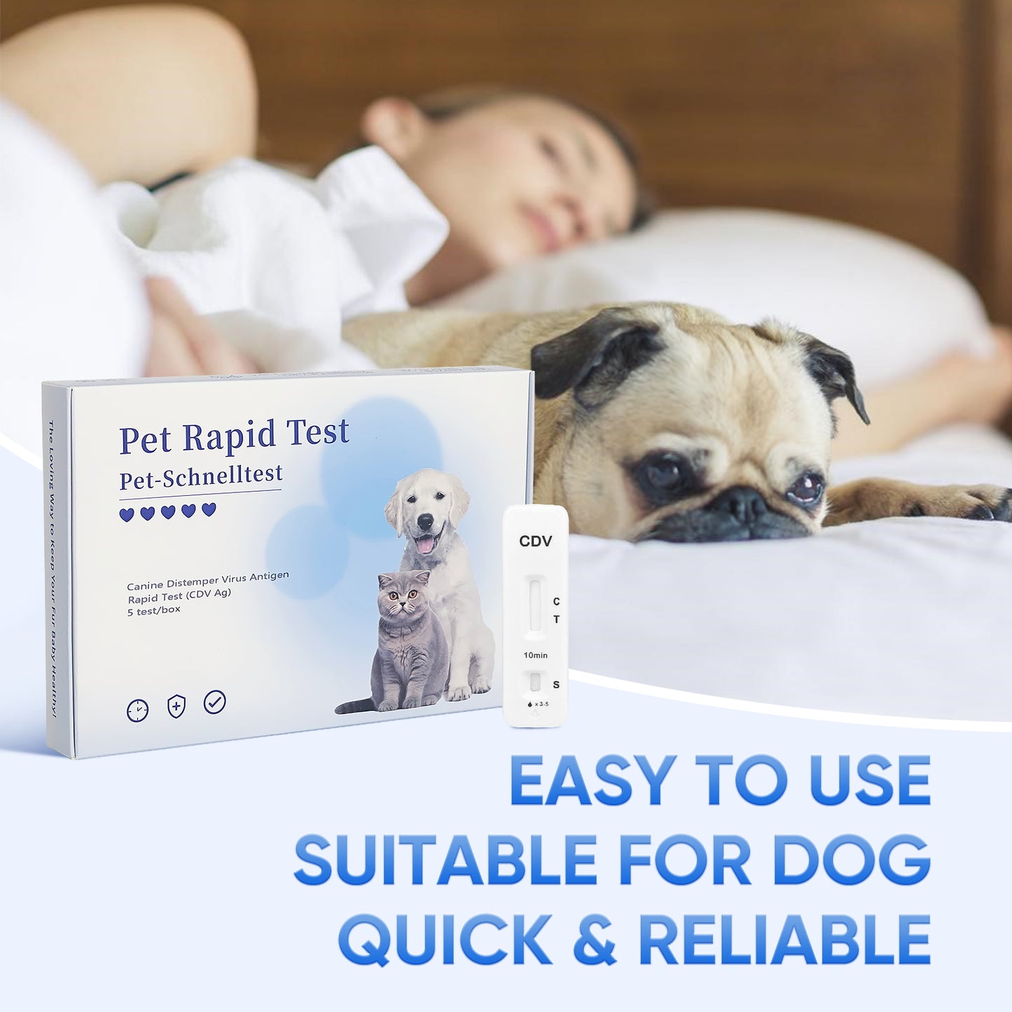 PawsXfun Canine Distemper Test Kit: 5-Piece Home Detection From Eyes/Nasal - Fast 5-10 Min Results For All Breeds & Ages