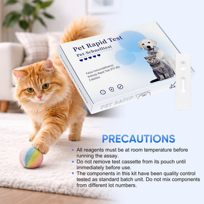 Rapid FIV Ab Test Kit for Cats – 5-10 Min Home Detection of Feline Immunodeficiency Virus Antibody, Easy Blood Sample (Serum/Plasma), Reliable Lateral Flow Assay, for All Breeds & Ages, In-Vitro Veterinary Use